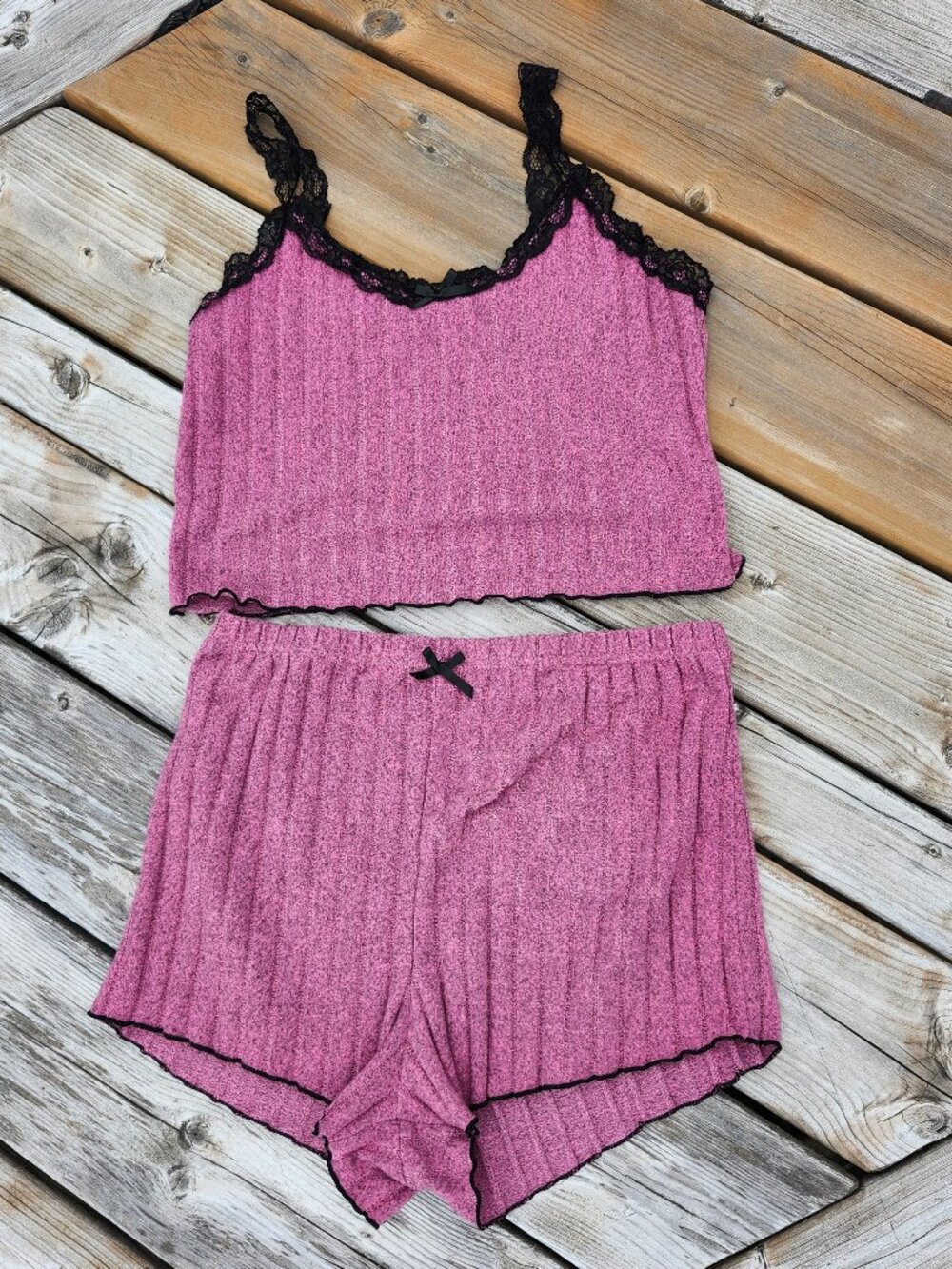 PRETTY Ribbed Lace Women's Lounge Set 2 Piece XL